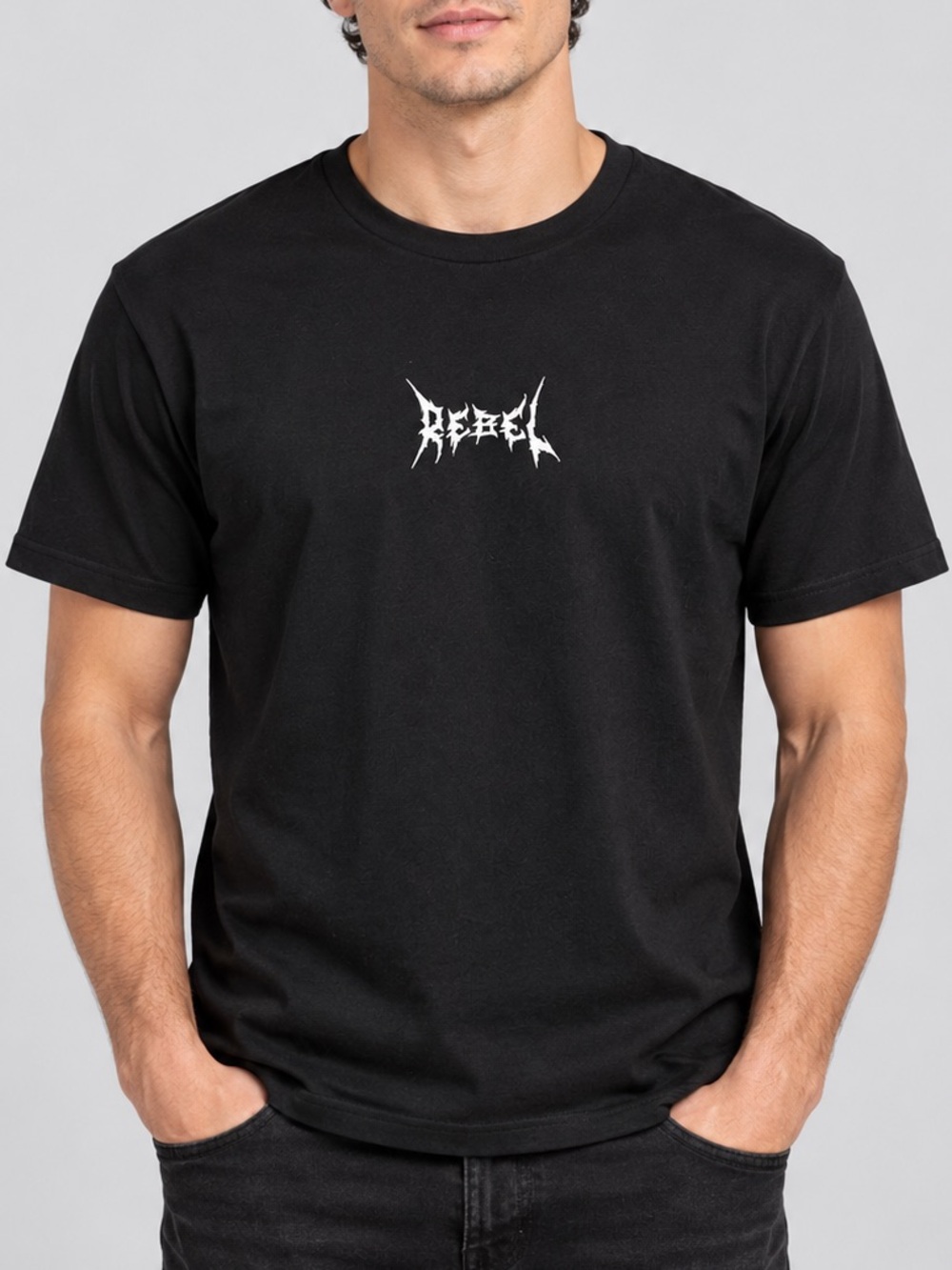 Rebel Menswear Men’s Medium Black Flame Graphic T-Shirt Streetwear